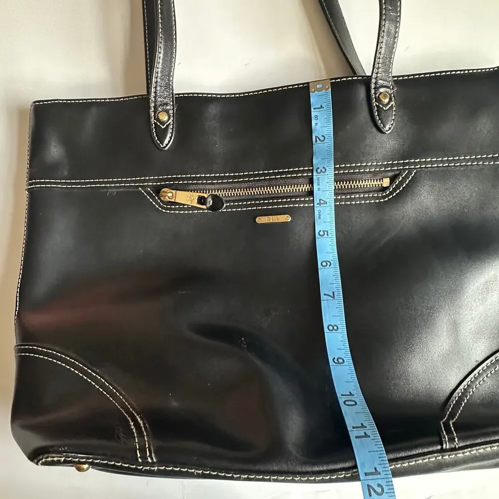 Lauren Ralph Lauren Tote Black Cow Leather Bag Old Money Preppy Handbag Purse